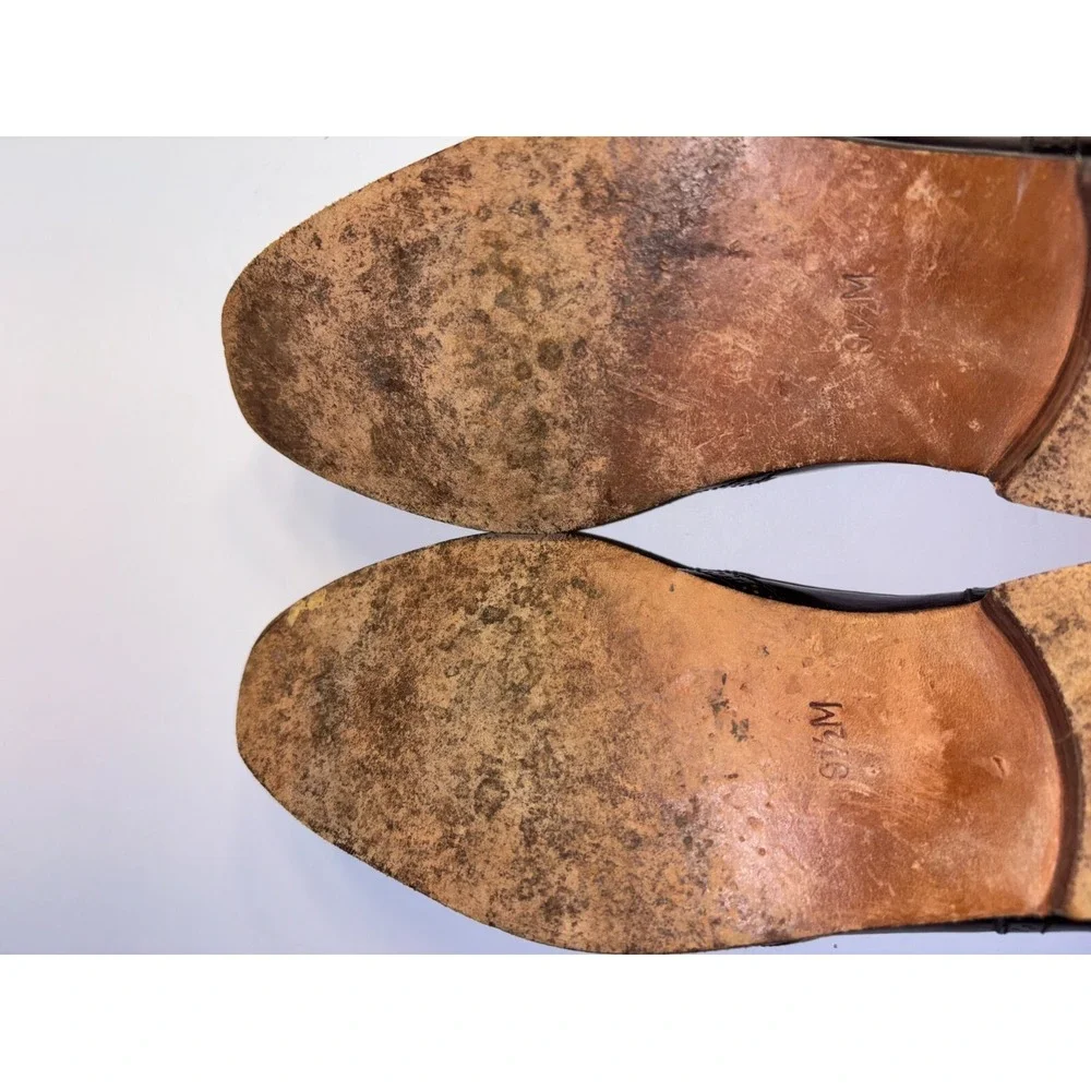 Stacy Adams Dress Shoes Men's 9.5M Brown Leather Nashua Wingtip Longwing Slip On